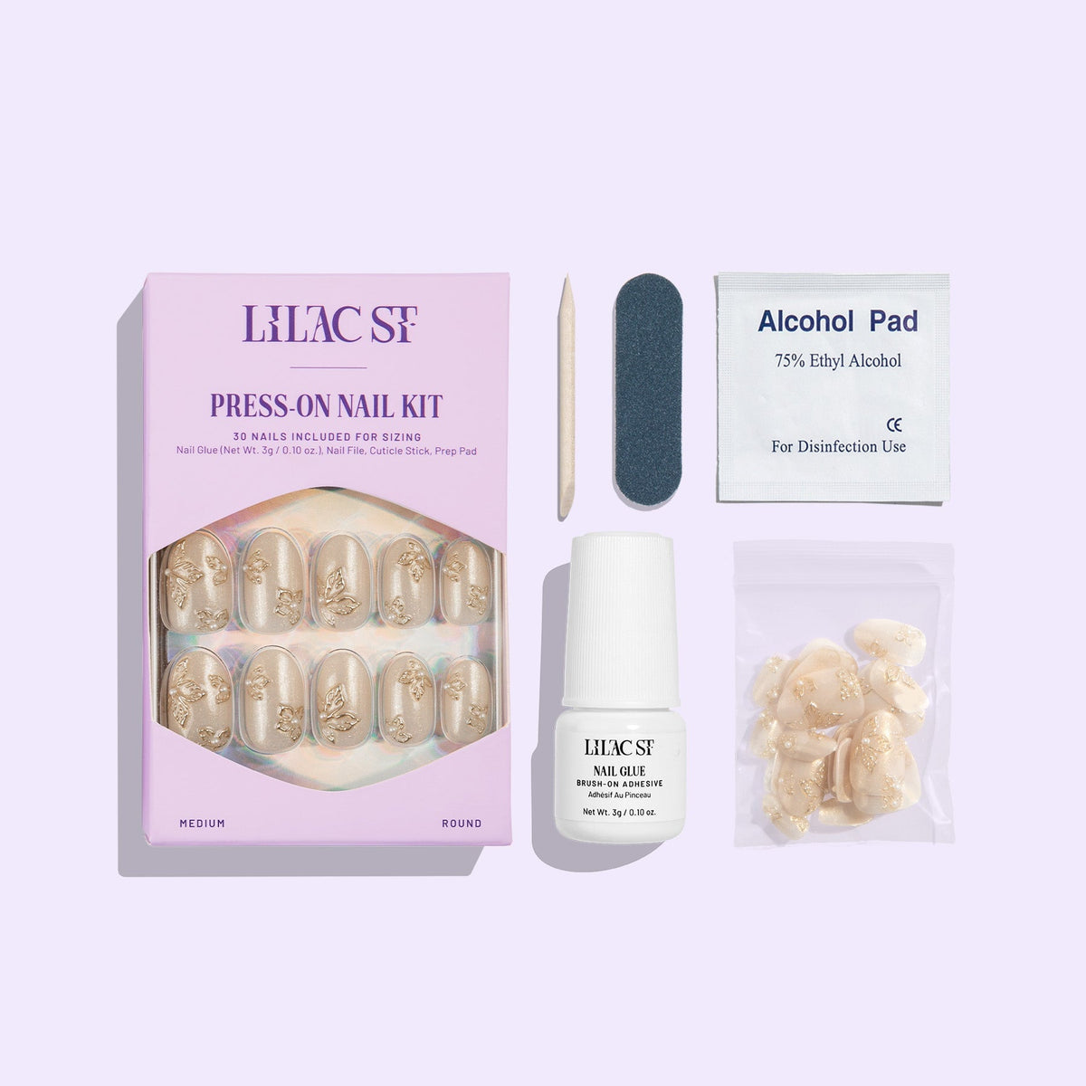 Petal & Pearls press on nails kit - Lilac St.