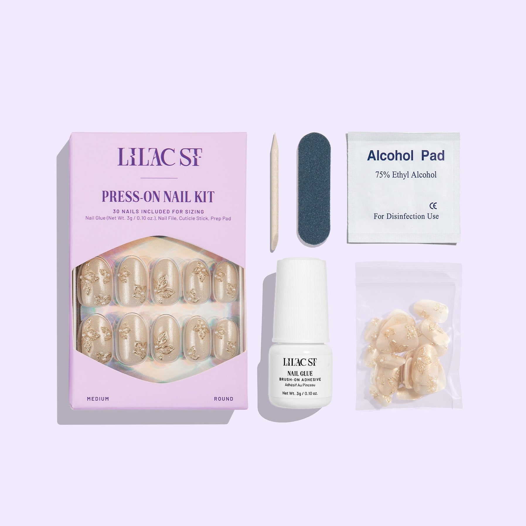 Petal & Pearls press on nails kit - Lilac St.