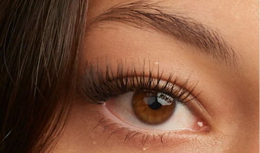 eyelash extensions on brown cat-eyes
