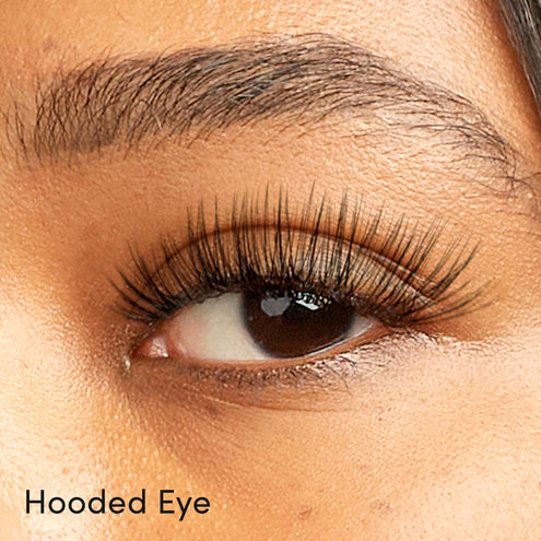 16 mm lash extensions on hooded eyes