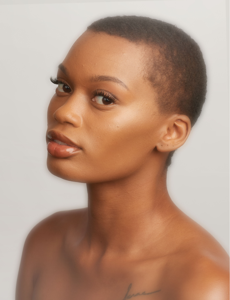 woman wearing wispy lash extensions